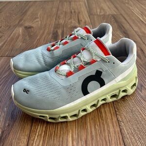 On Cloudmonster Running Shoes Sneakers Women's 8 in Green & White 61.99022